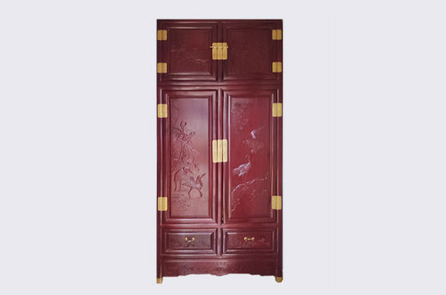 二七高端中式家居装修深红色纯实木衣柜