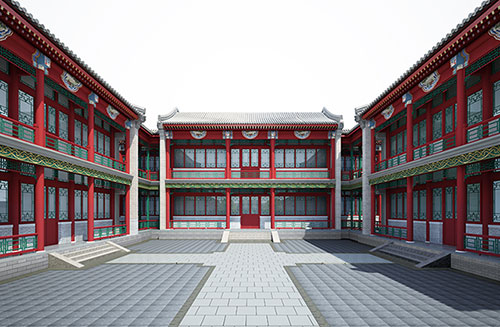 二七北京四合院设计古建筑鸟瞰图展示