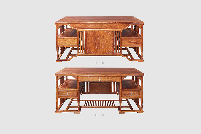 二七中式家居装饰书房桌椅组合家具效果图